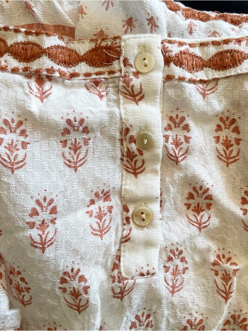 Sigrid Olsen Block Print Embroidered Peplum Top - Picture 4 of 6